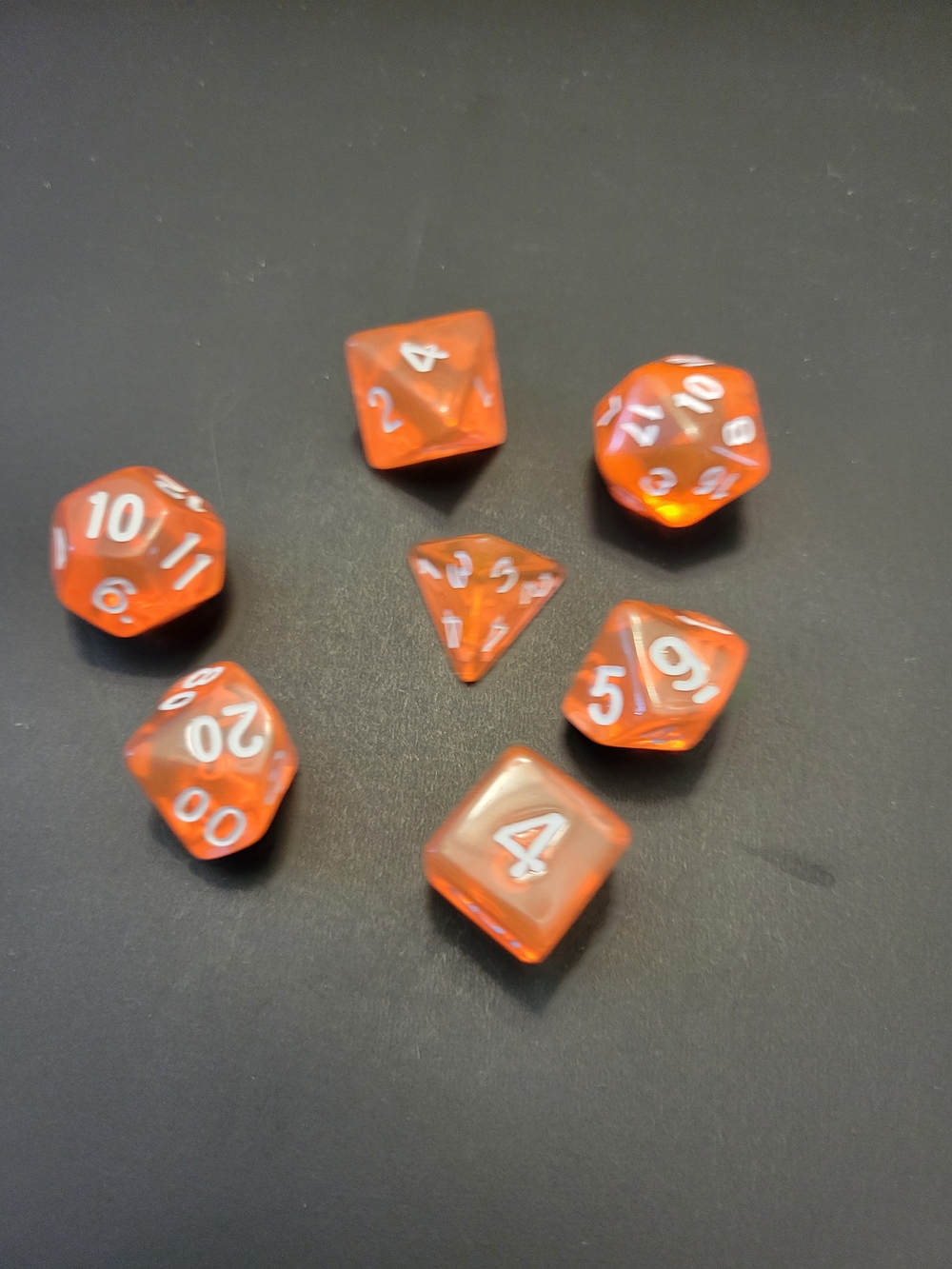 Orange Polyhedral RPG Dice 7 Piece Set